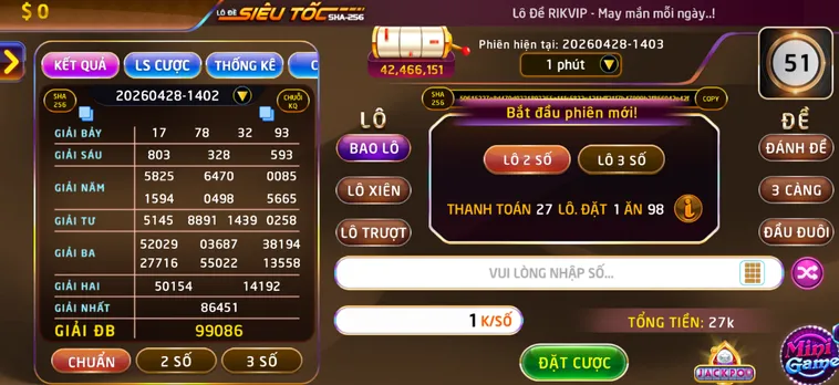 Lô Đề Siêu Tốc Tại RikVip Cơ Hội Trúng Thưởng Khổng Lồ Trong Vòng Một Nốt Nhạc