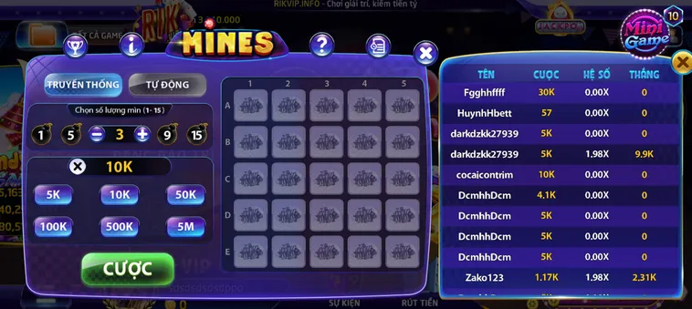 Khám Phá Sức Hút Của Siêu Phẩm Minigame Mines Tại RikVip Đẳng Cấp Thượng Lưu