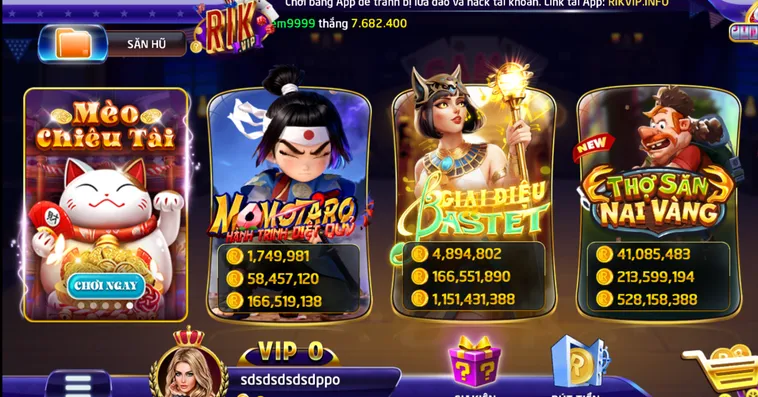 Các Trò Chơi Nổ Hũ RikVip Đẳng Cấp Với Cơ Hội Thắng Cực Cao